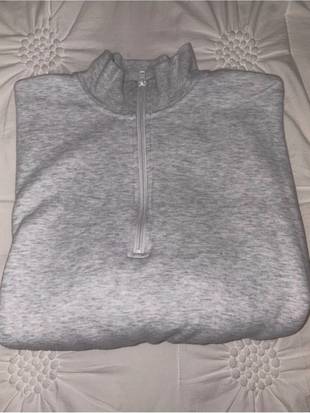 SKIMS Heather Gray Half-Zip Cropped Sweatshirt - Picture 3 of 3
